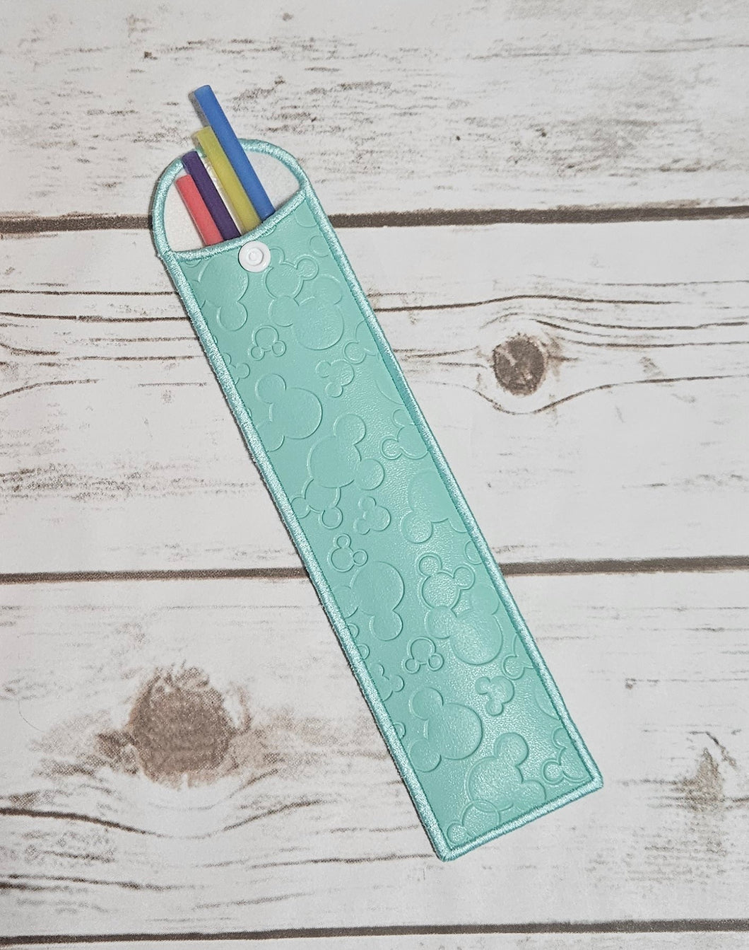 Straw Holder - Mickey Head Embossed Mint