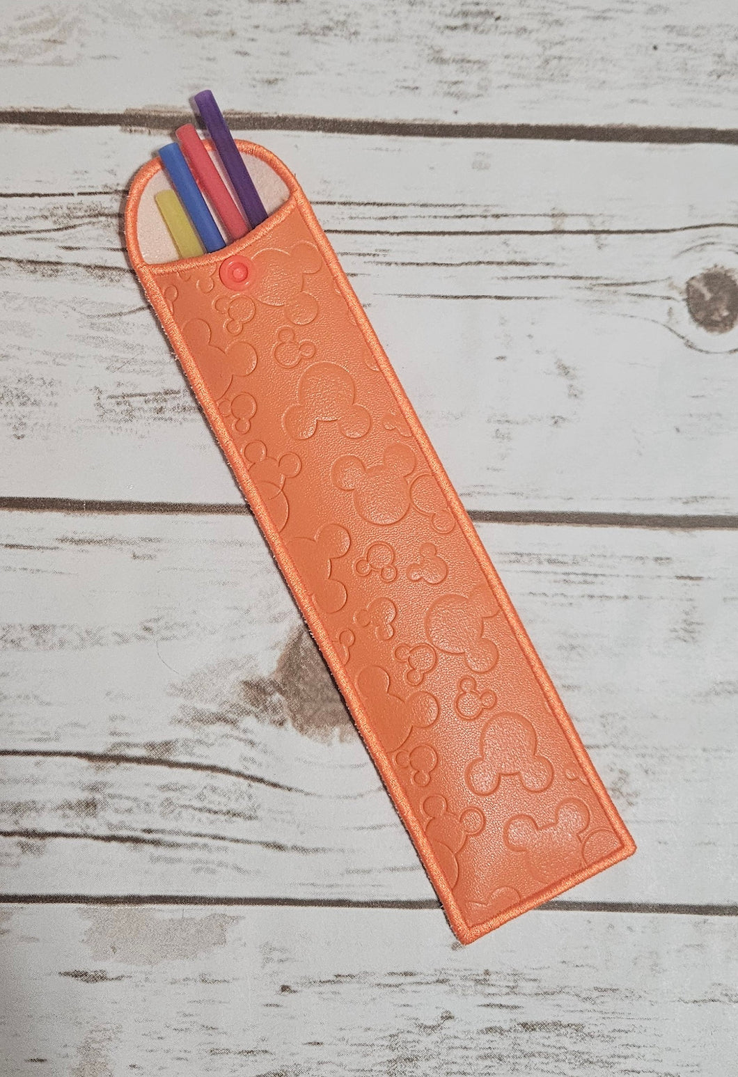 Straw Holder - Mickey Head Embossed Orange