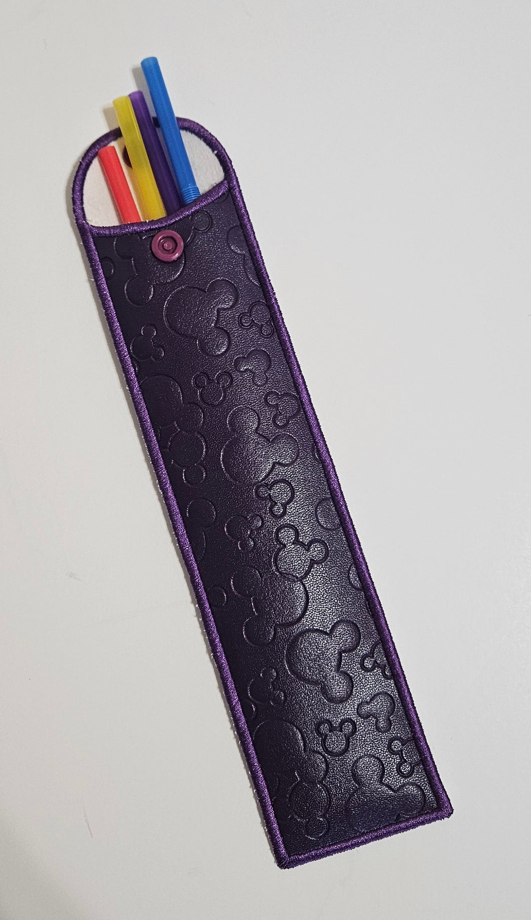 Straw Holder - Mickey Embossed Plum