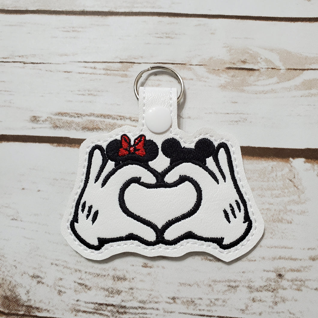 Minnie & Mickey Heart Hands Key Fob